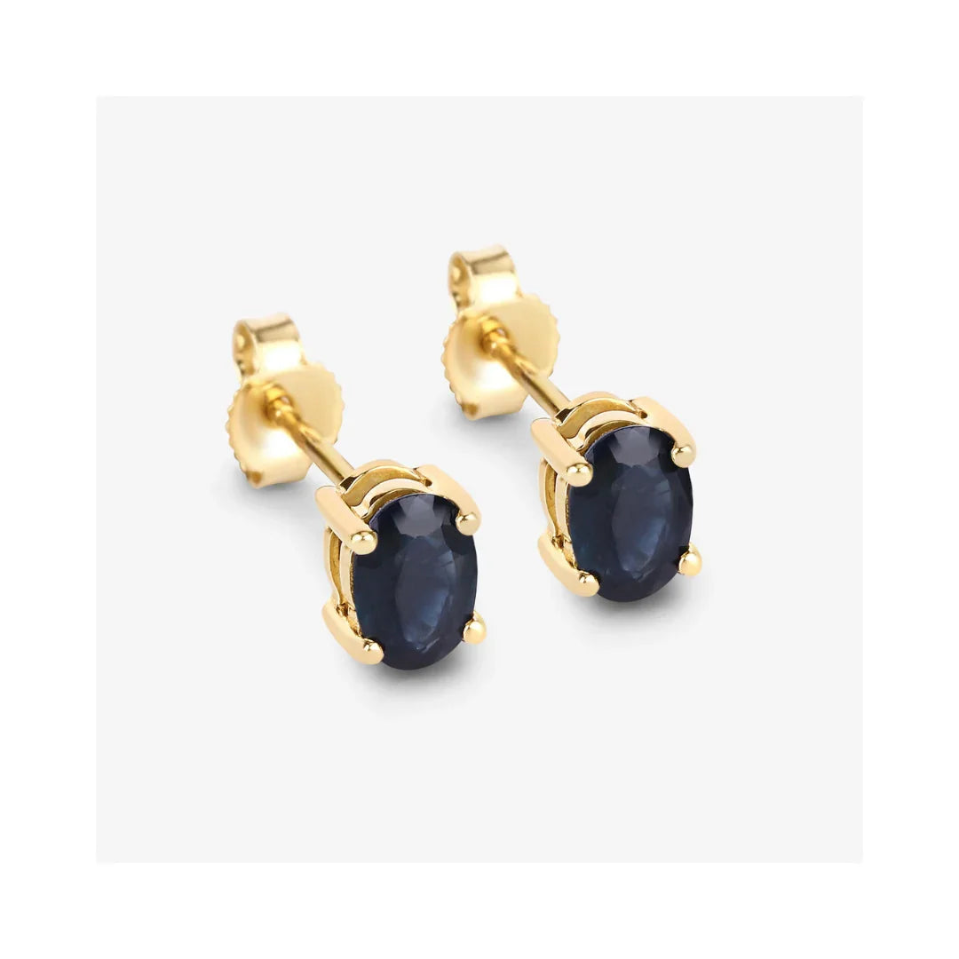 Genuine Blue Sapphire 10K Gold Studs Earrings