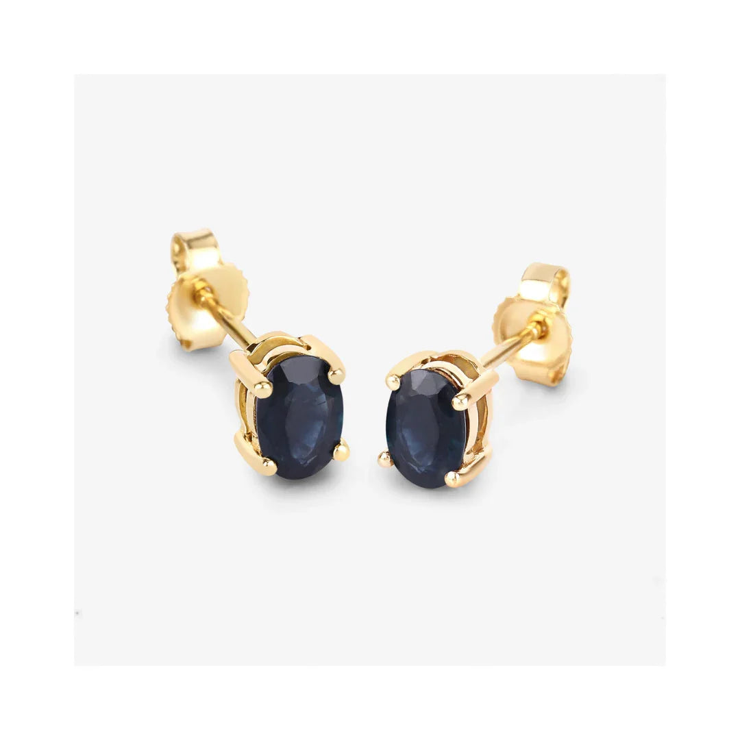 Genuine Blue Sapphire 10K Gold Studs Earrings