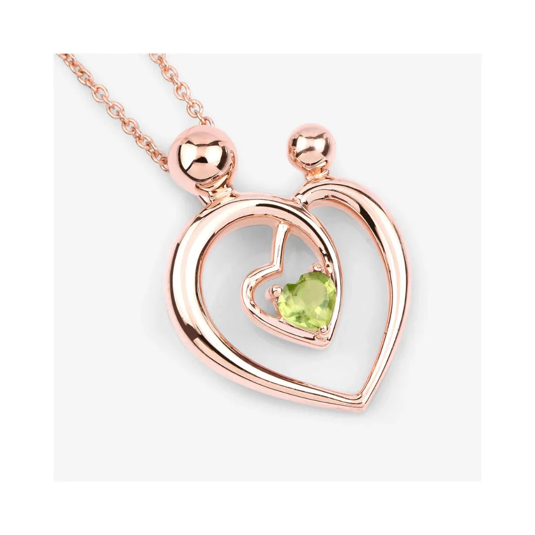 Genuine Peridot Mom Heart Necklace