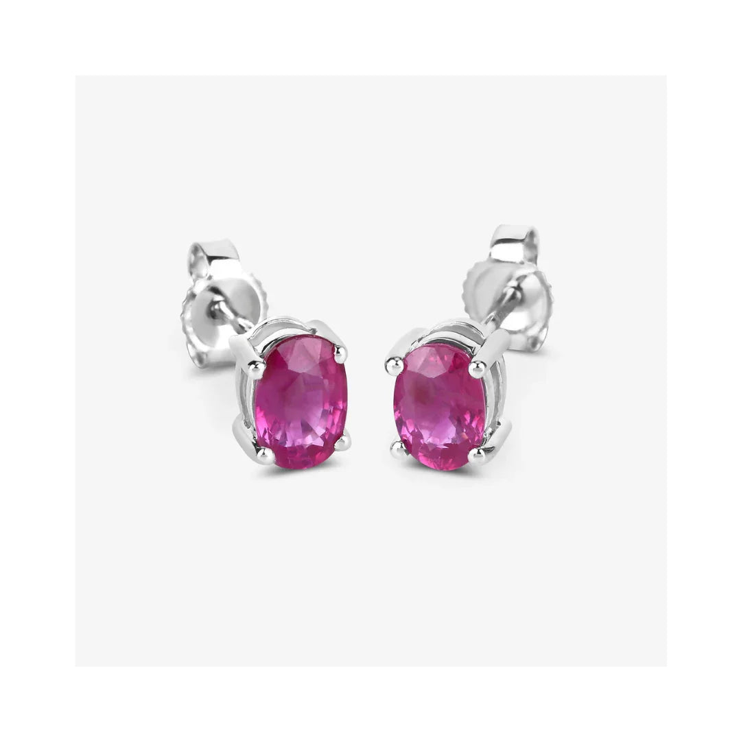 Genuine Pink Ruby 10K Gold Studs Earrings