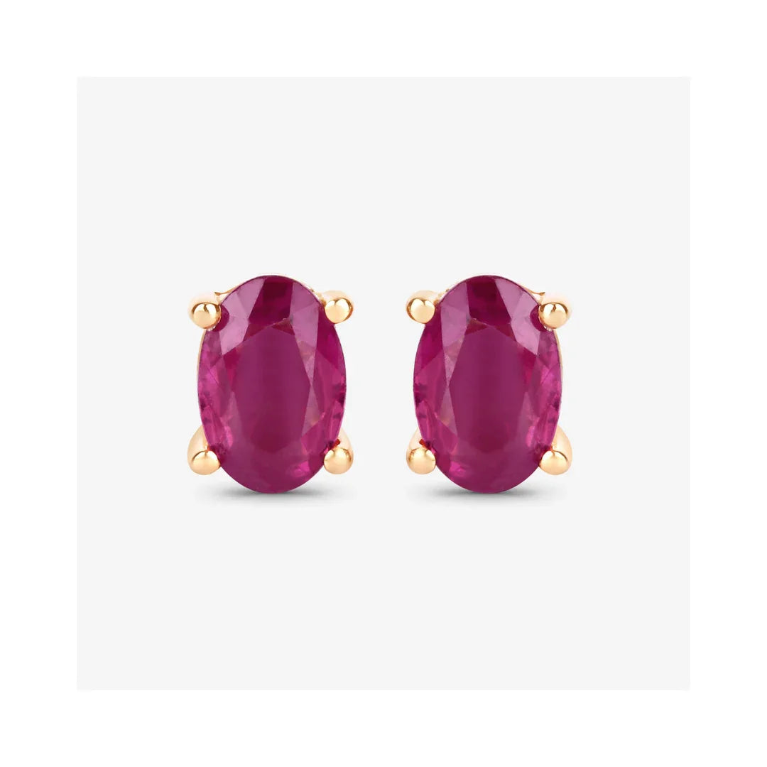 Genuine Pink Ruby 10K Gold Studs Earrings