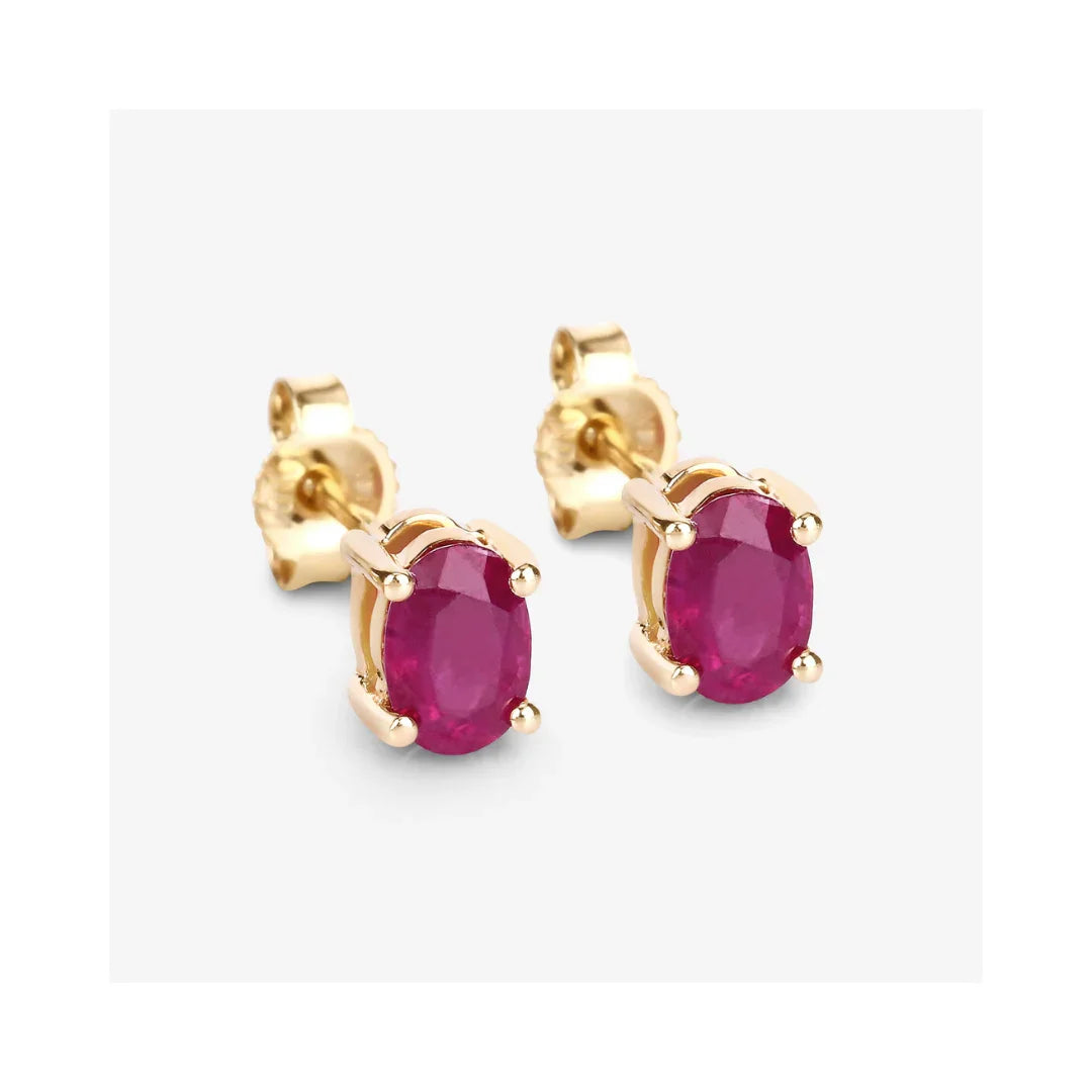 Genuine Pink Ruby 10K Gold Studs Earrings