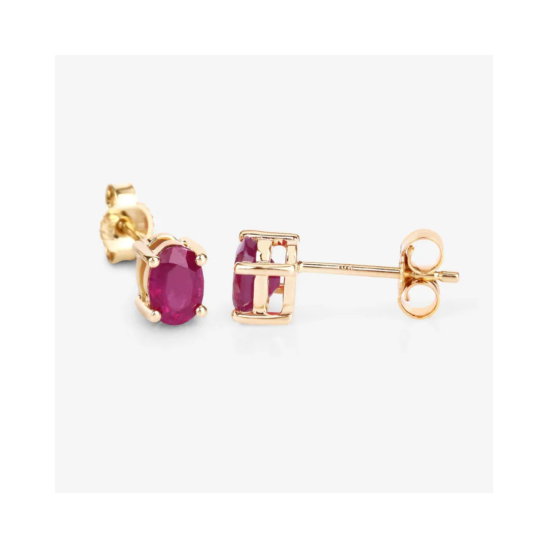 Genuine Pink Ruby 10K Gold Studs Earrings