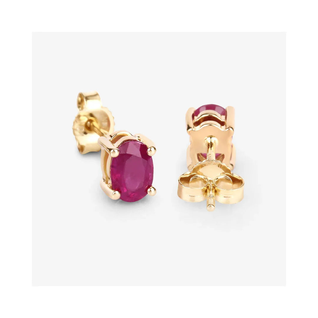 Genuine Pink Ruby 10K Gold Studs Earrings