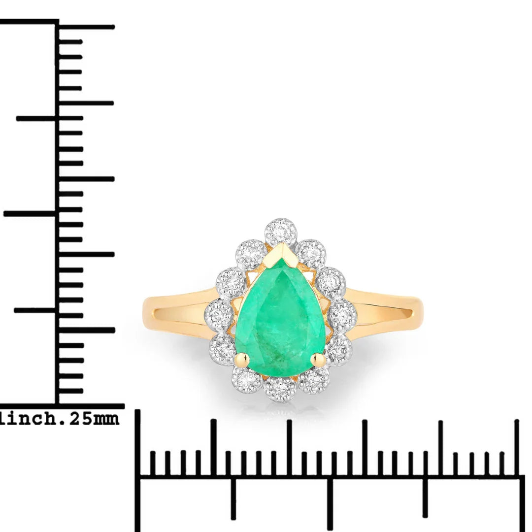 Genuine Zambian Emerald Diamond Halo Ring