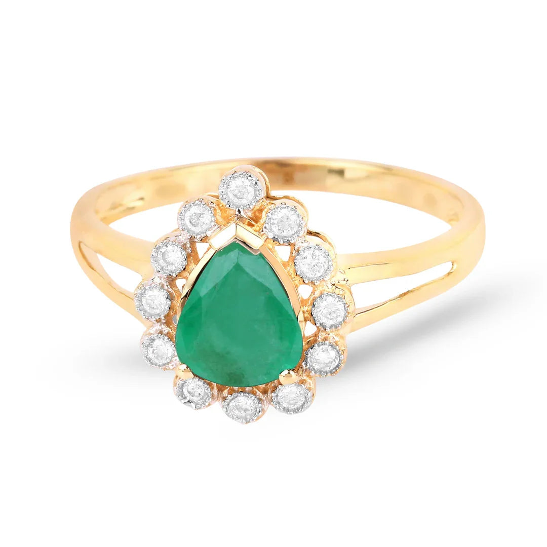 Genuine Zambian Emerald Diamond Halo Ring