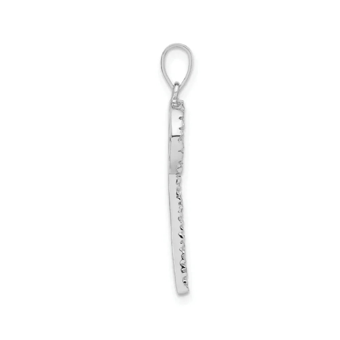Cubic Zirconia Silver Key Pendant