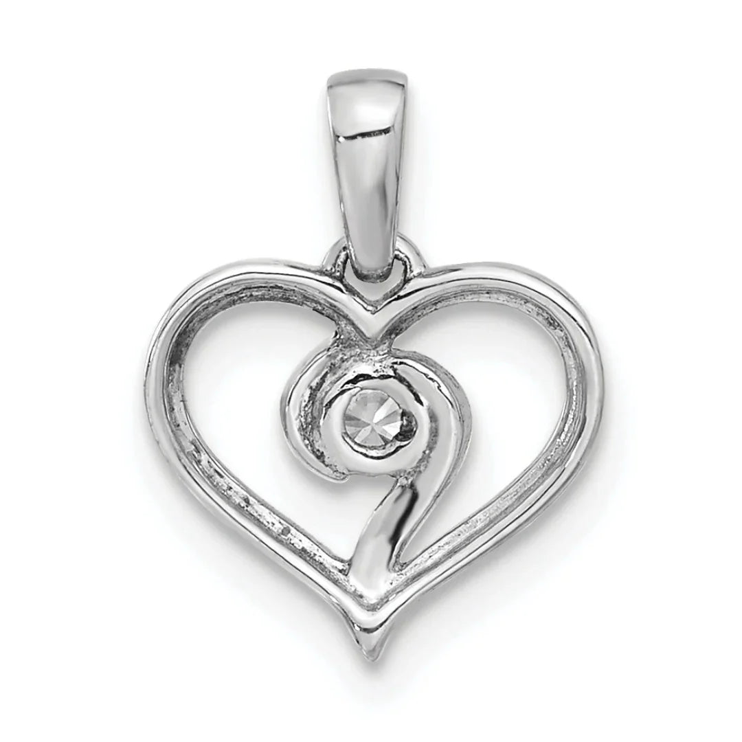 Pendentif torsadé en forme de cœur en or blanc 14 carats