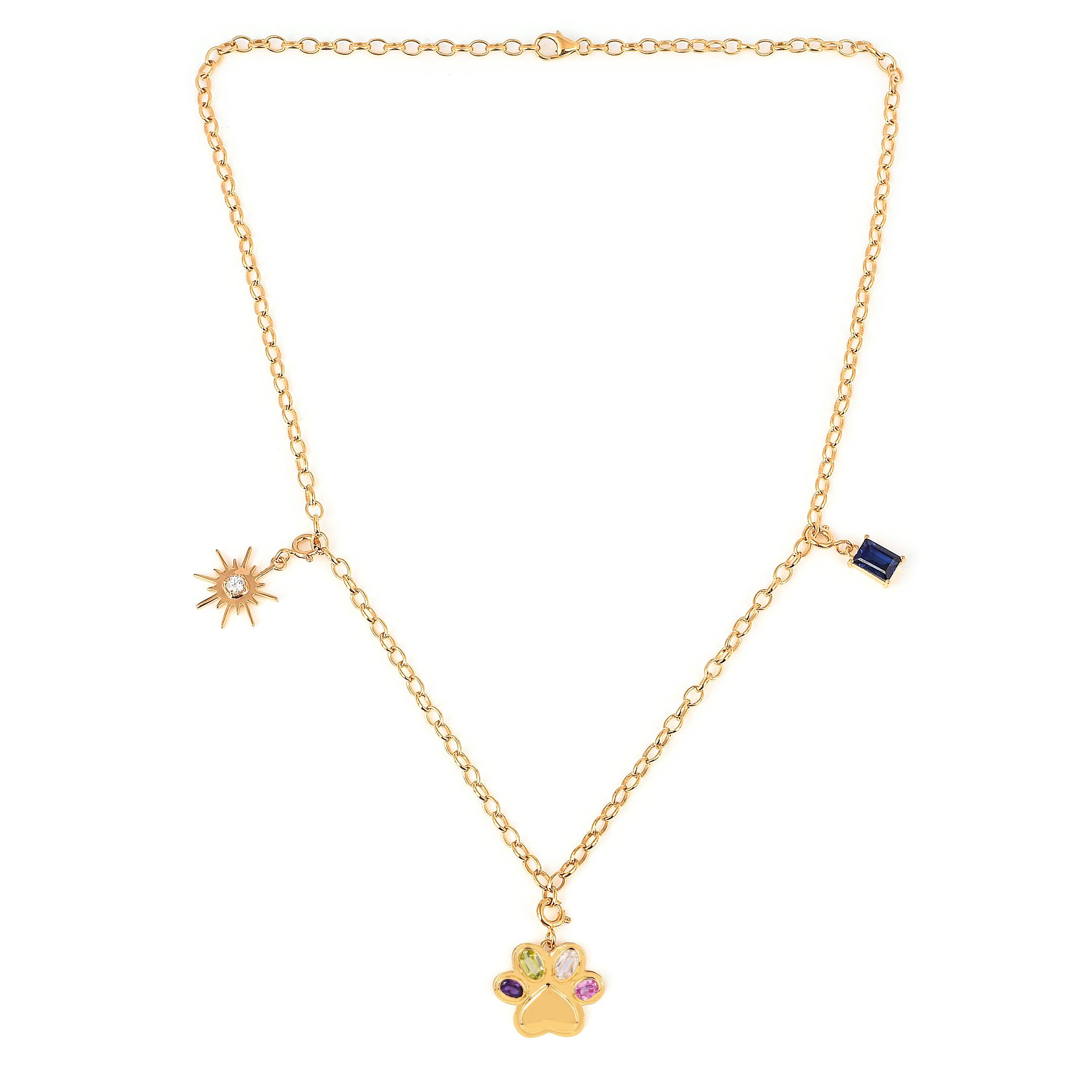 18K gold over silver charm pendant necklace