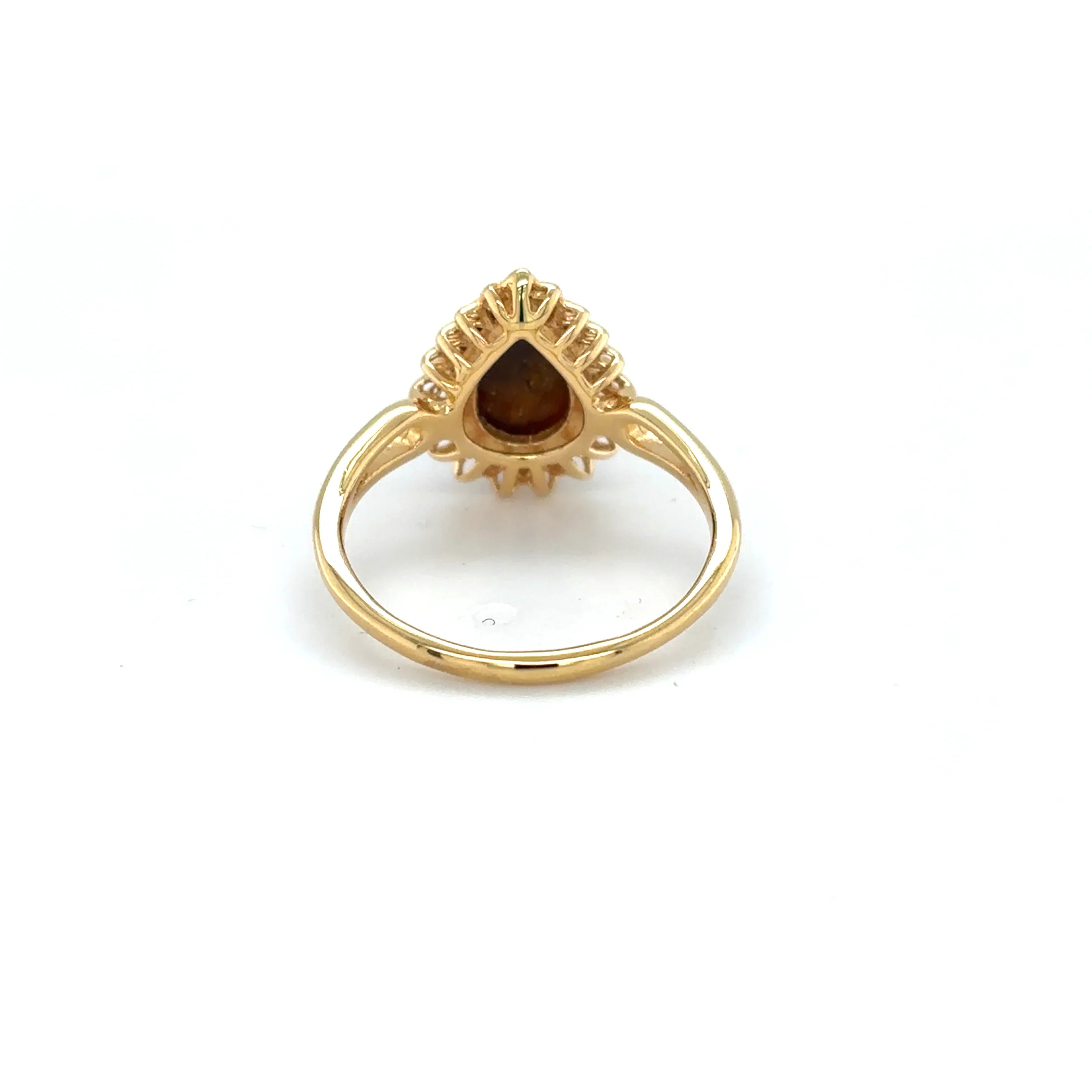 Golden Tigers Eye Pear Shaped Silver Ring