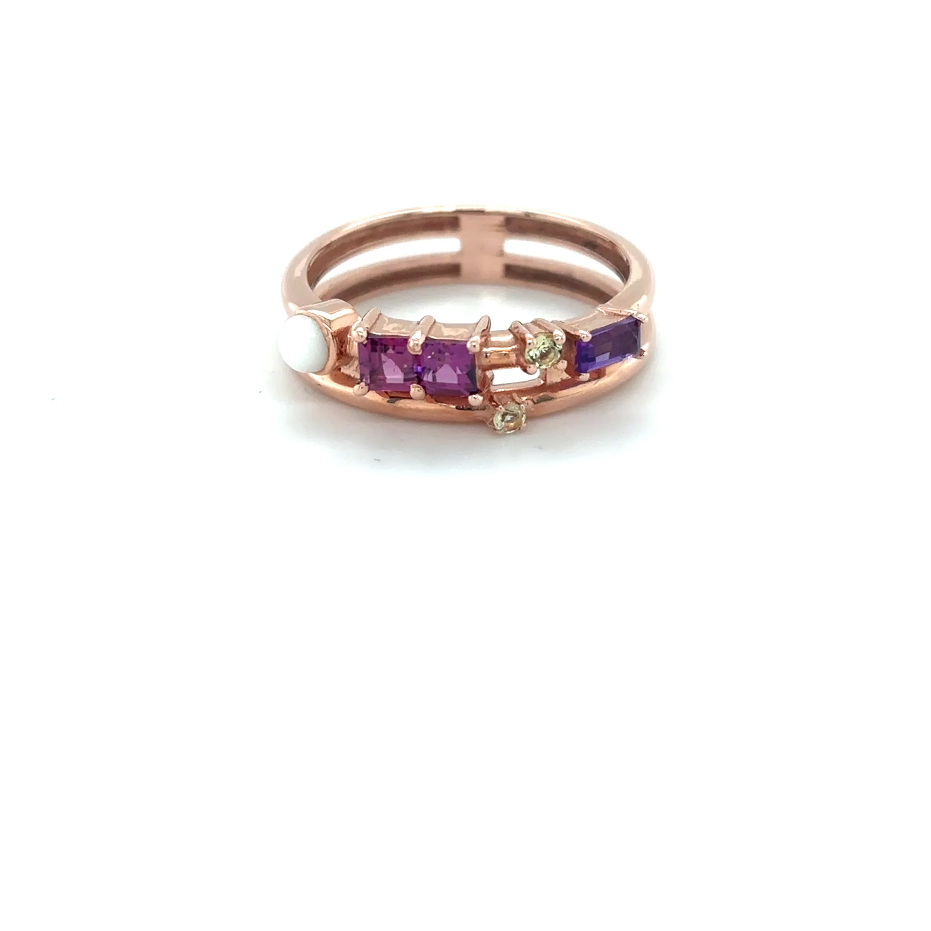 Natural Rhodolite and Multi Stone Silver Ring