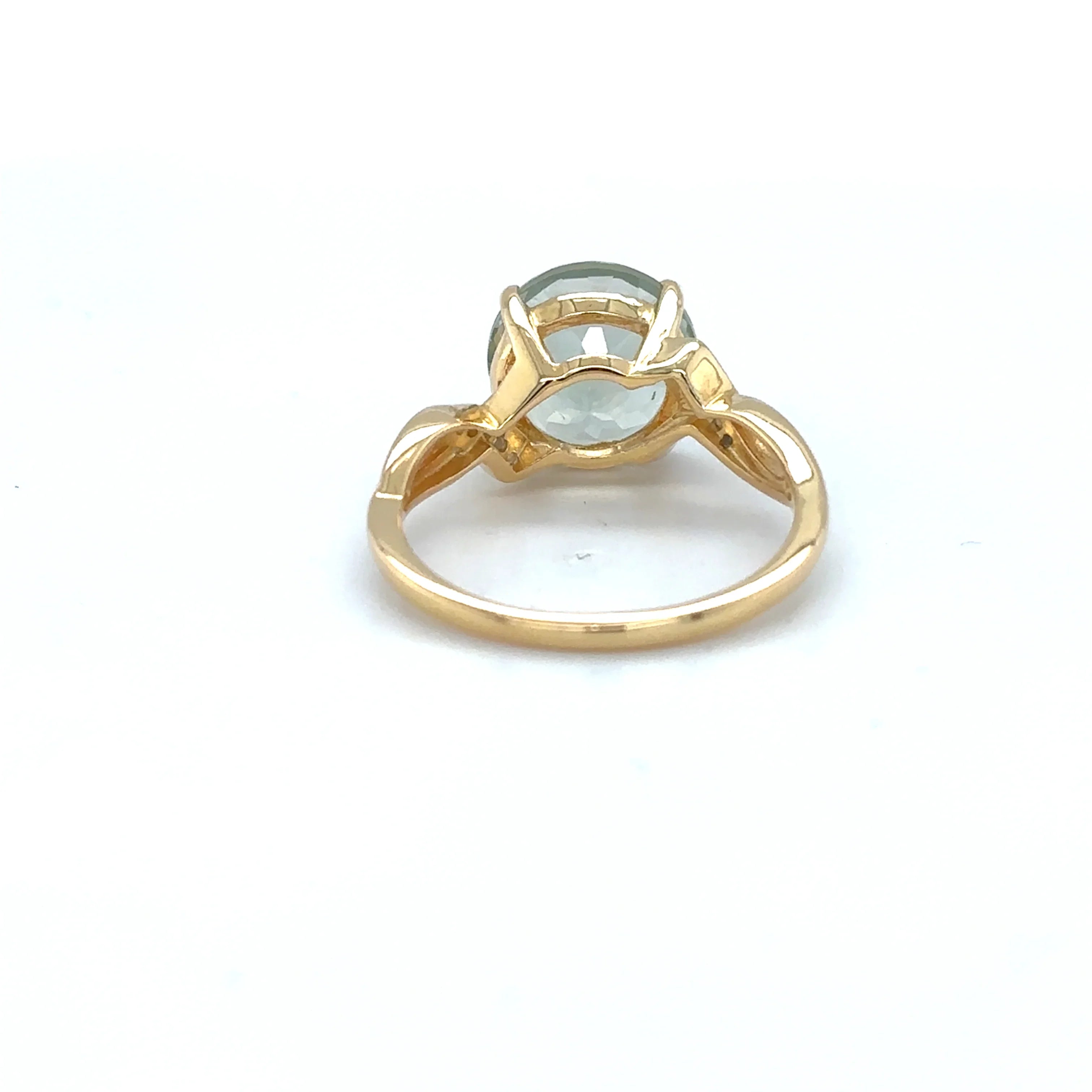 Natural Round Green Amethyst Silver Ring