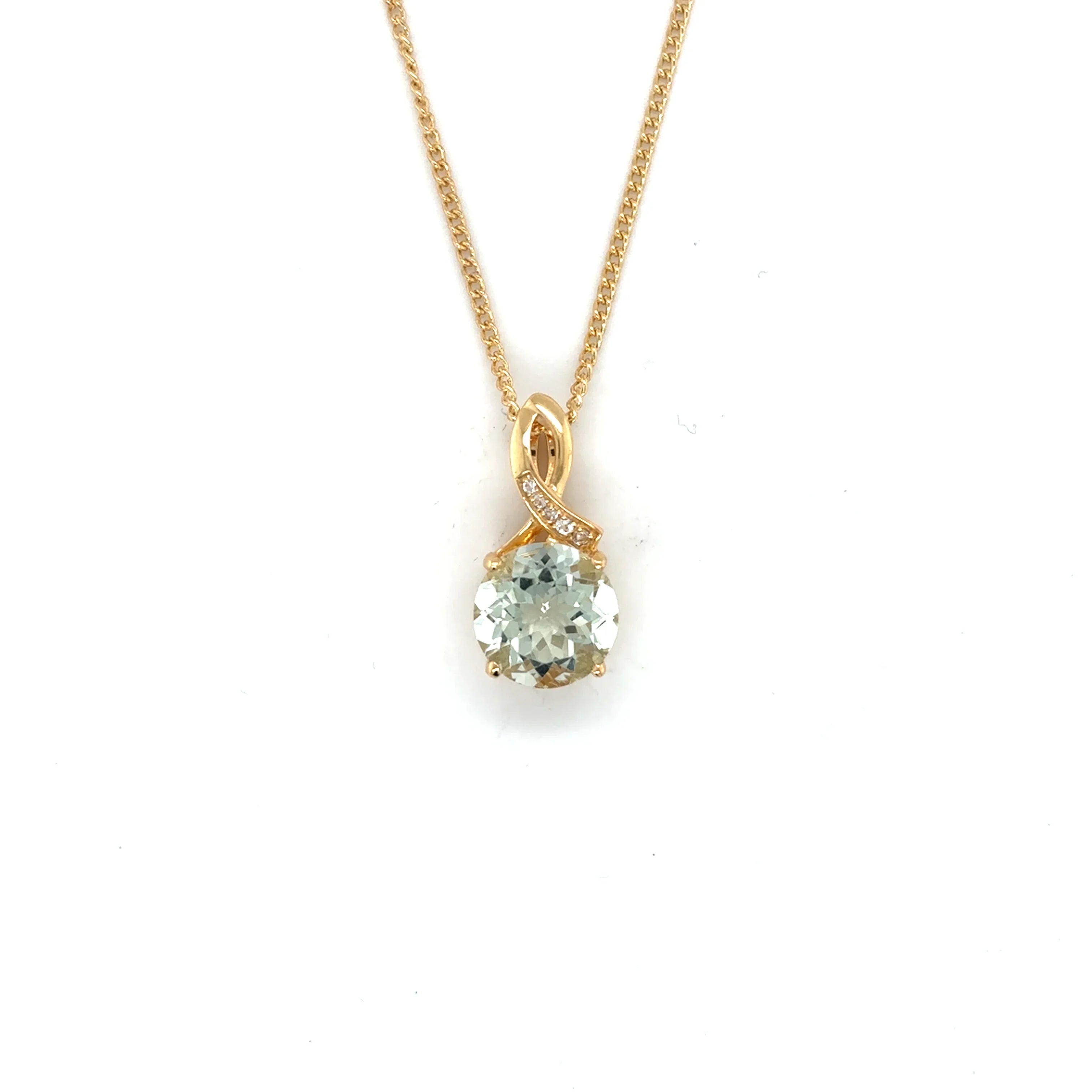 Natural Green Amethyst Pendant Necklace