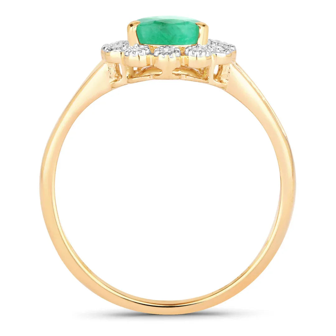 Genuine Zambian Emerald Diamond Halo Ring