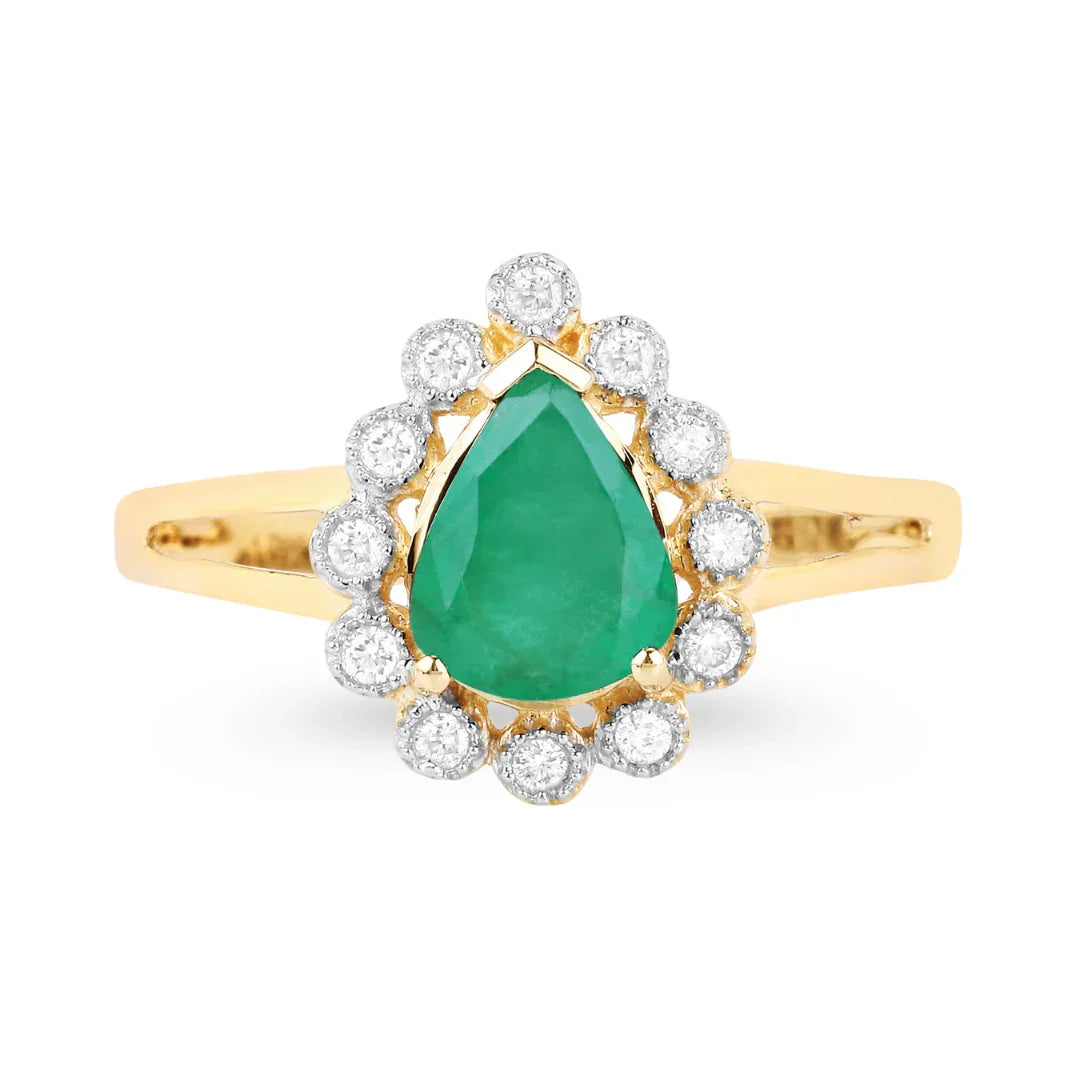 Genuine Zambian Emerald Diamond Halo Ring