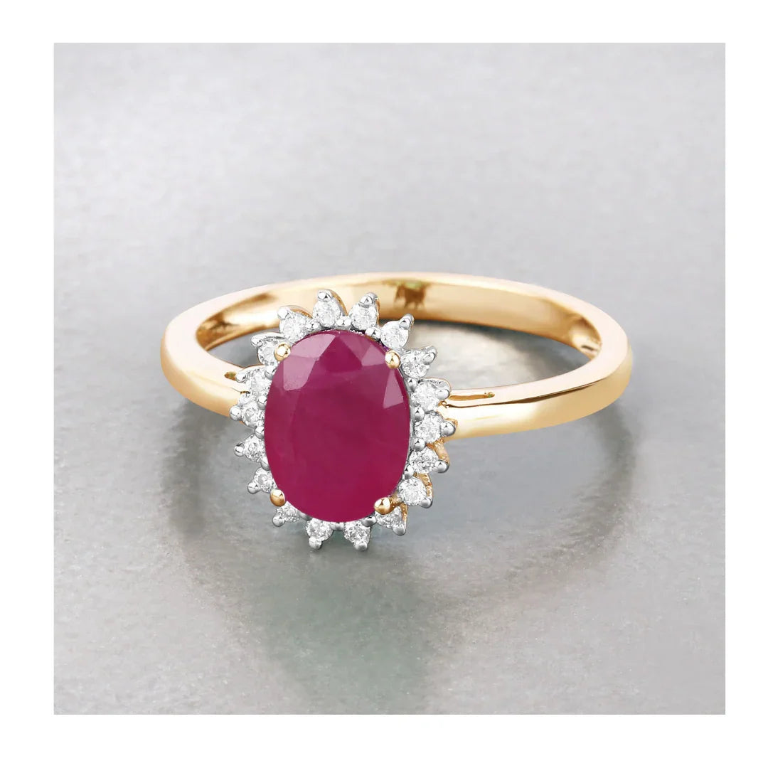 Genuine 10K Ruby Diamond Ring