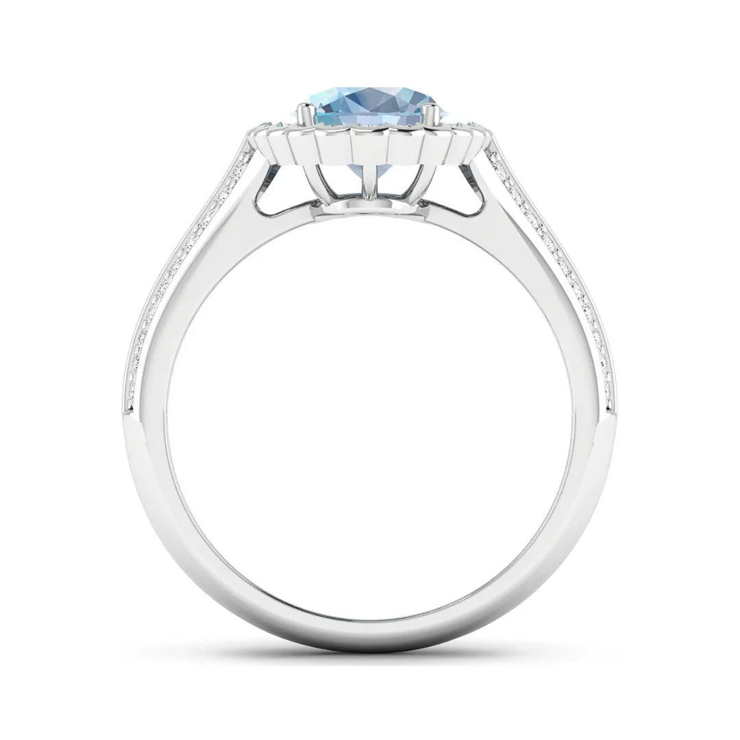 Genuine Aquamarine Diamond Bridge Ring