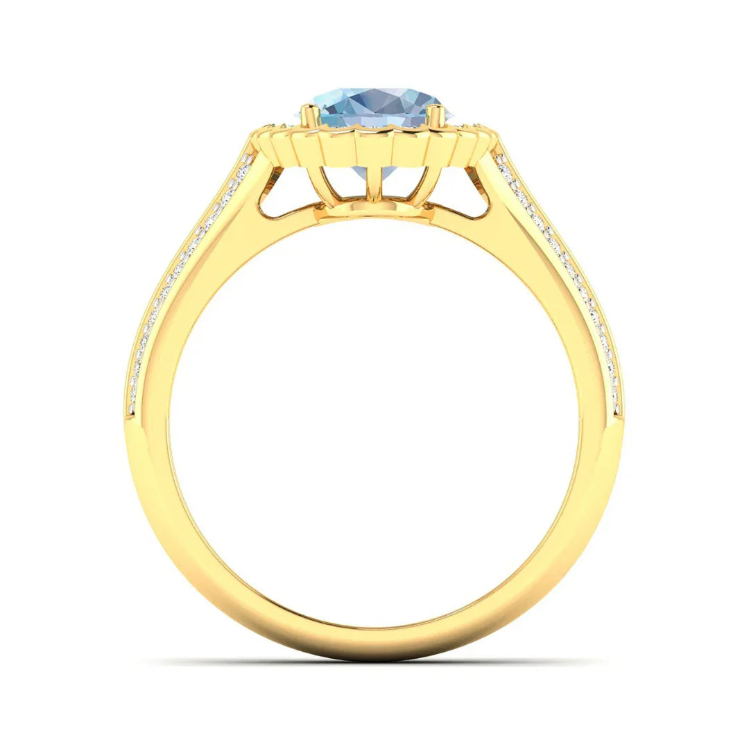Genuine Aquamarine Diamond Bridge Ring