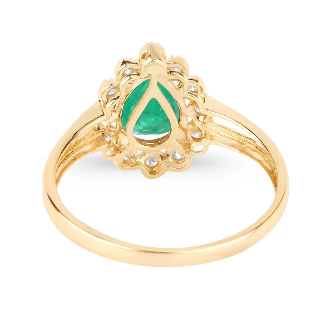 Genuine Zambian Emerald Diamond Halo Ring