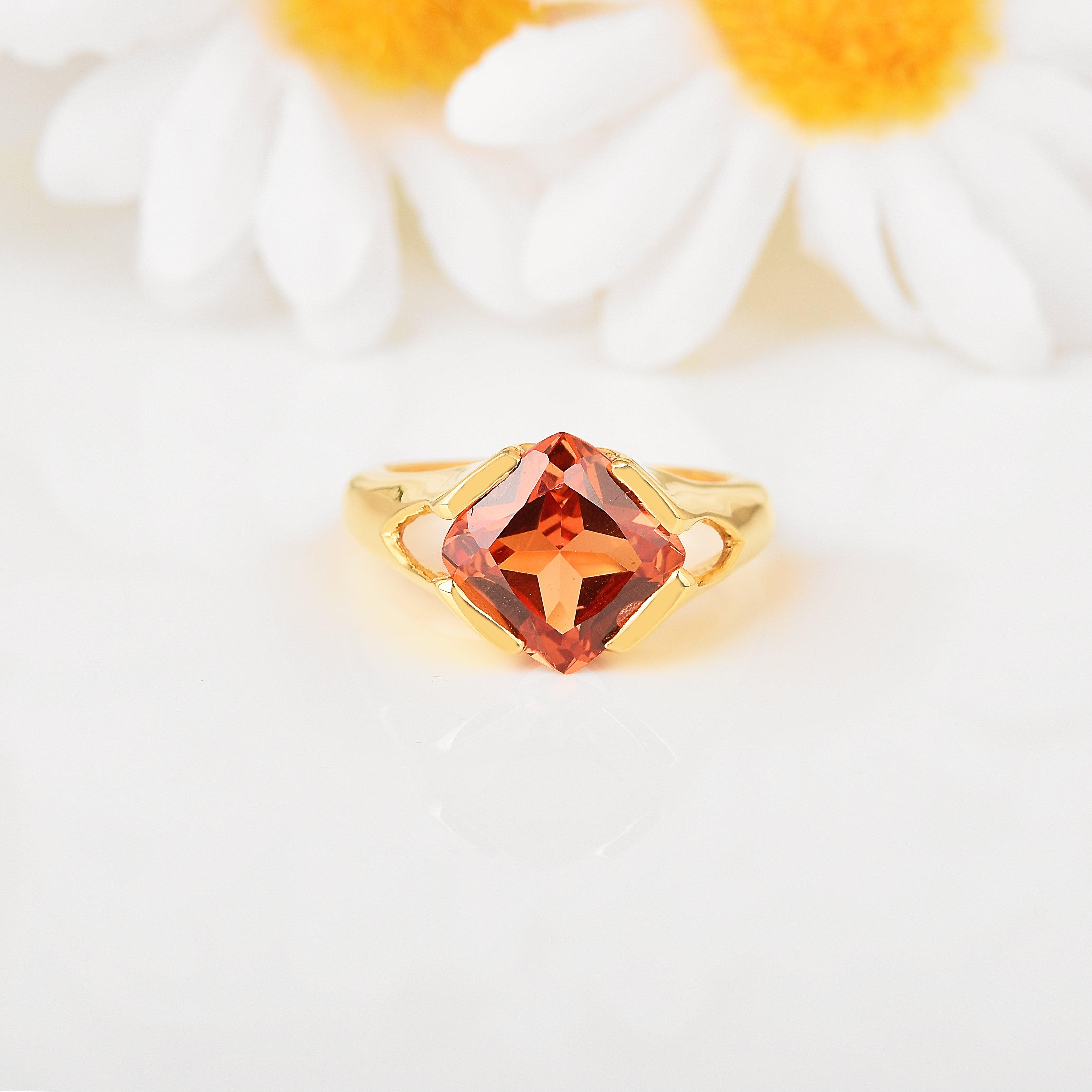 sapphire soliatire ring cushion shape for women