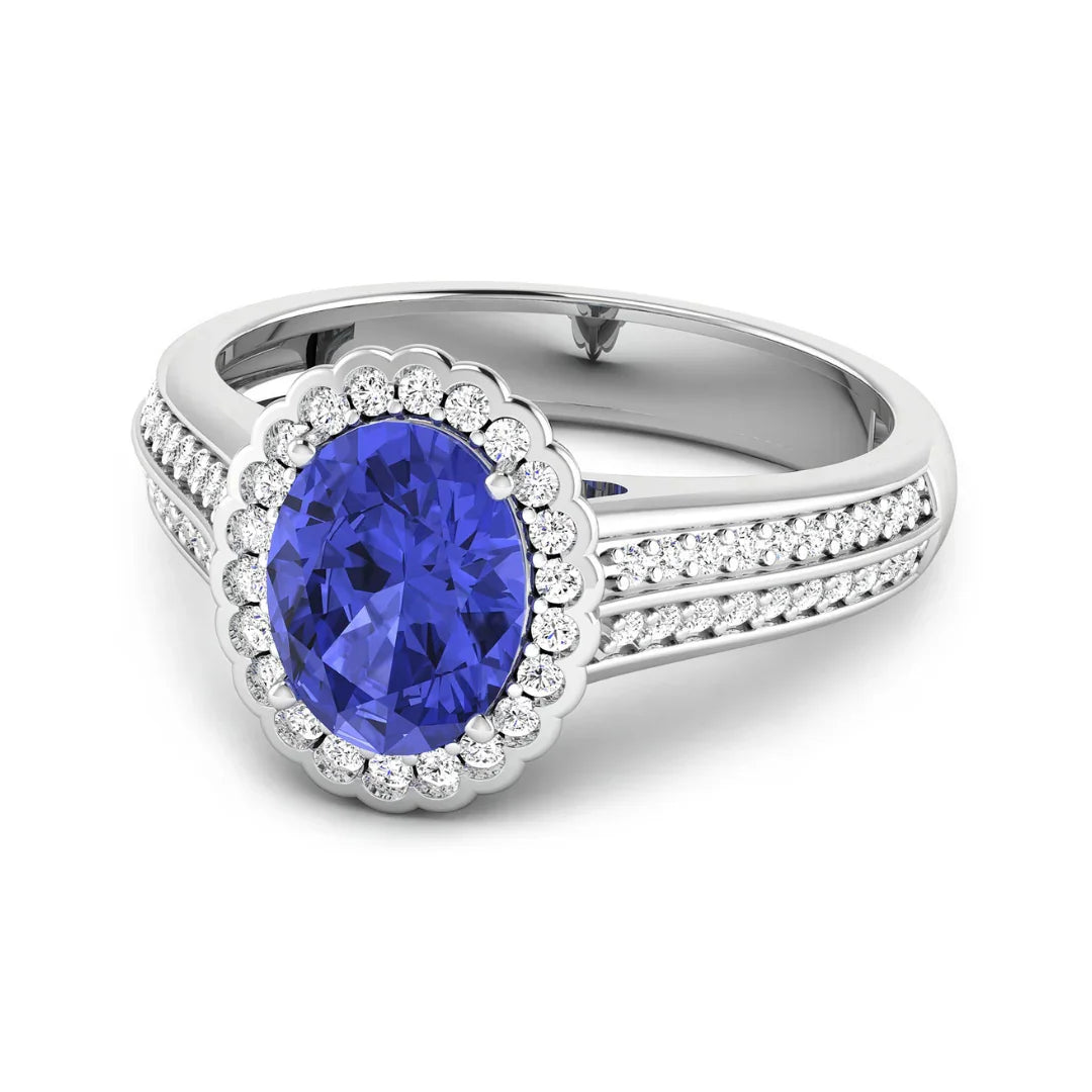 Genuine Tanzanite and Diamond Bridge Ring tanzanite december birthstone ring
