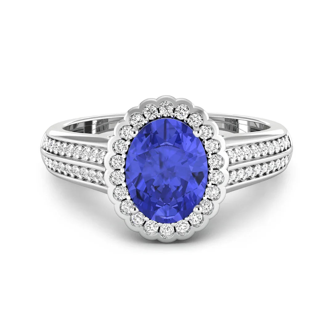 Genuine Tanzanite and Diamond Bridge Ring tanzanite december birthstone ring