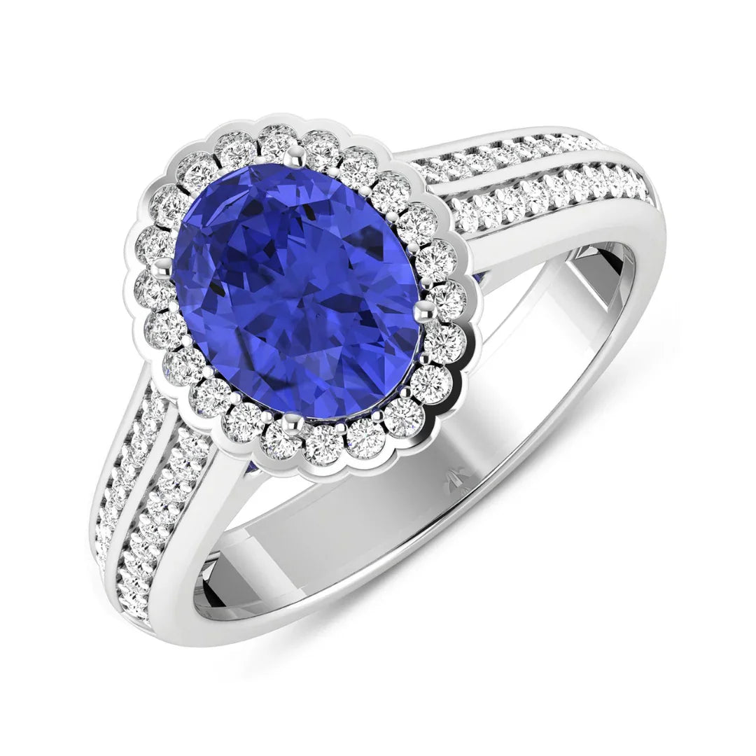Genuine Tanzanite and Diamond Bridge Ring tanzanite december birthstone ring
