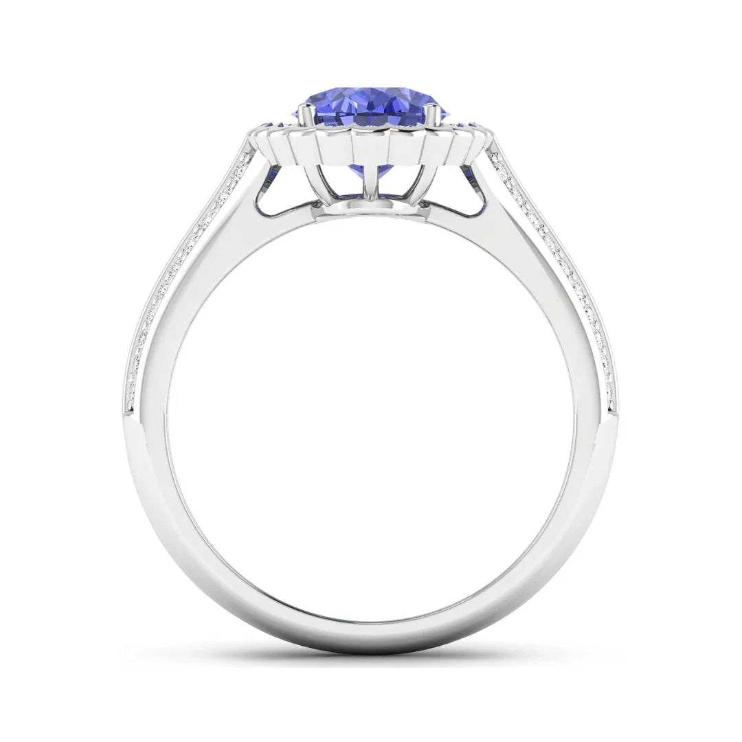 Genuine Tanzanite and Diamond Bridge Ring tanzanite december birthstone ring