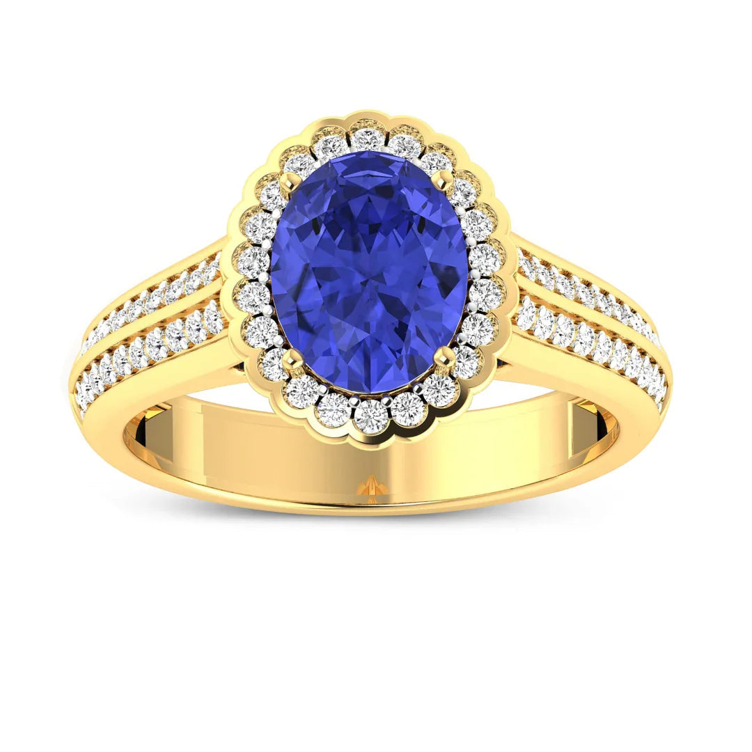 Genuine Tanzanite and Diamond Bridge Ring tanzanite december birthstone ring