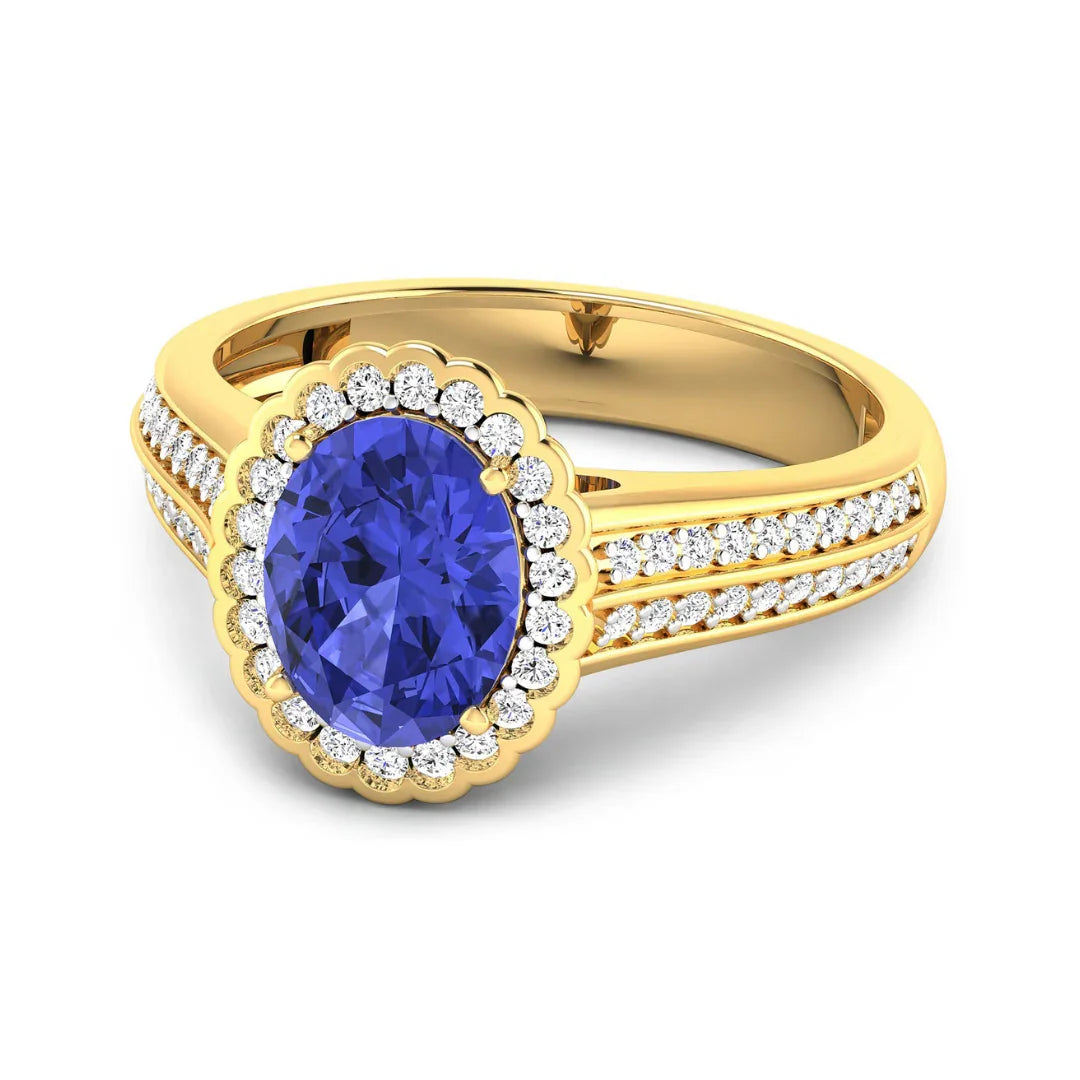 Genuine Tanzanite and Diamond Bridge Ring tanzanite december birthstone ring