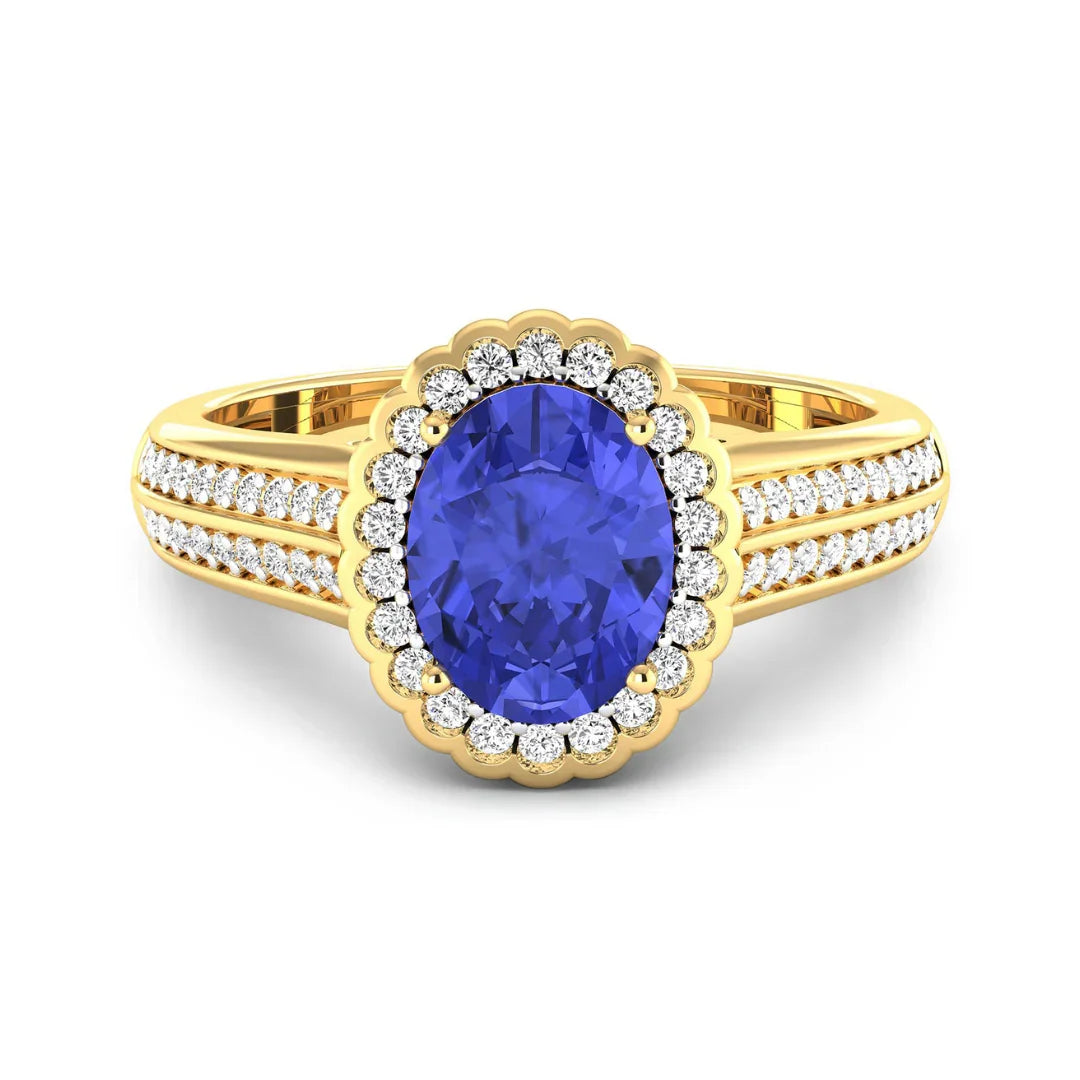 Genuine Tanzanite and Diamond Bridge Ring tanzanite december birthstone ring