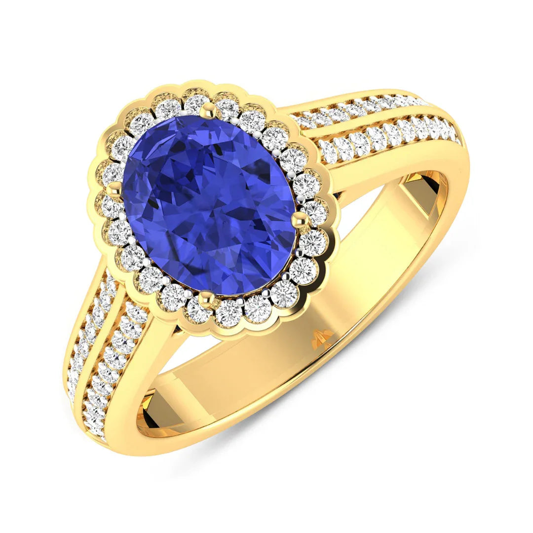 Genuine Tanzanite and Diamond Bridge Ring tanzanite december birthstone ring