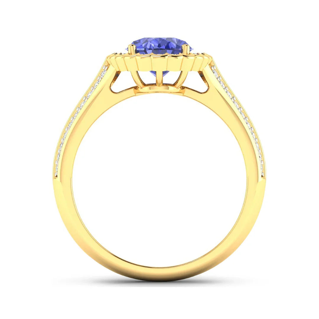 Genuine Tanzanite and Diamond Bridge Ring tanzanite december birthstone ring