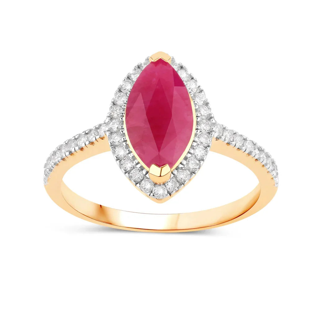 Genuine Ruby Diamond 10K Gold Ring