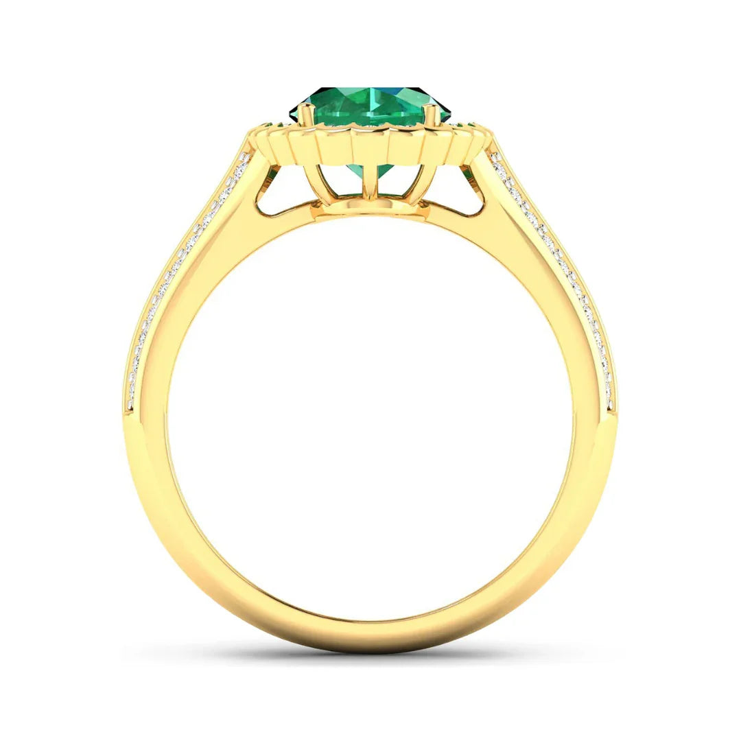 Oval Genuine Zambian Emerald and Diamond Bridge Ring
