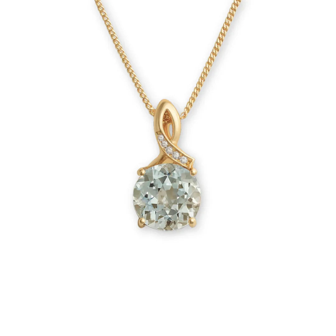 Natural Green Amethyst Pendant Necklace