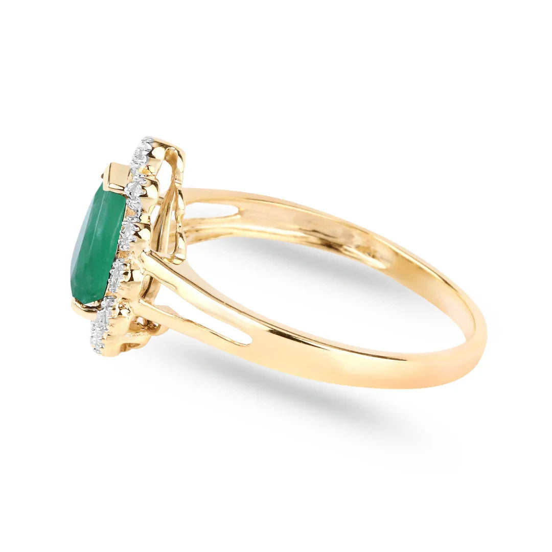 Genuine Zambian Emerald Diamond Halo Ring