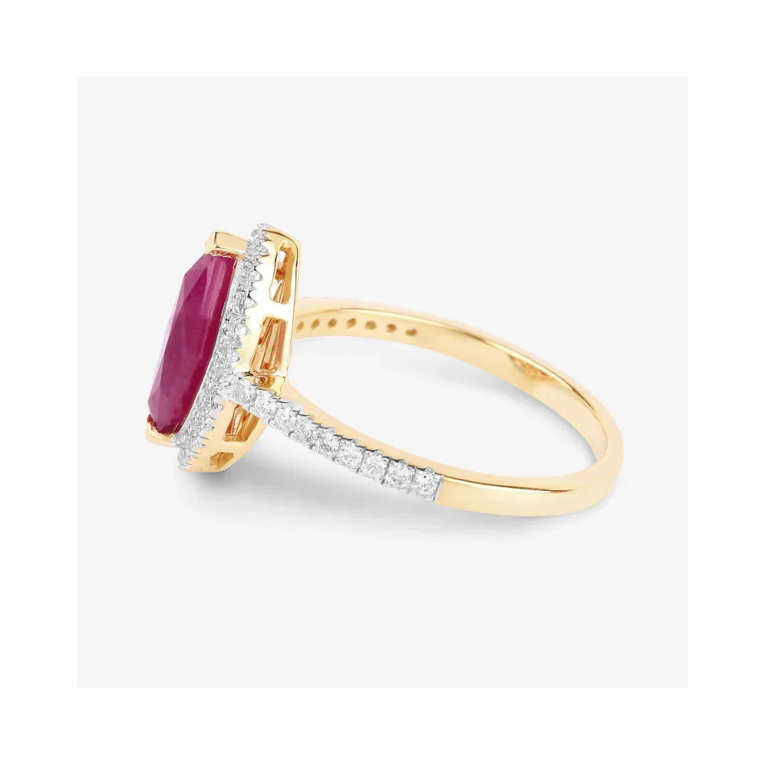 Genuine Ruby Diamond 10K Gold Ring
