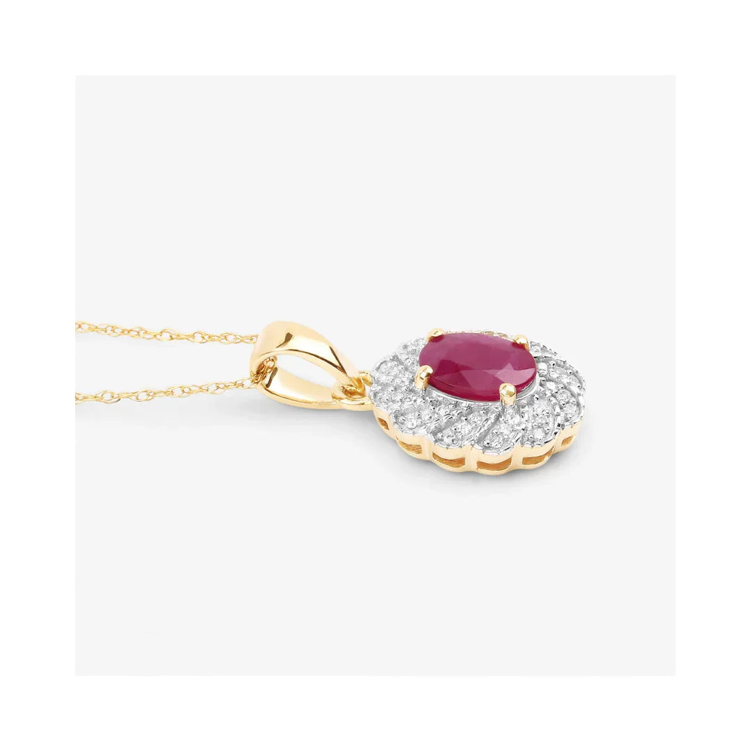Genuine 10K Ruby and White Diamond Pendant