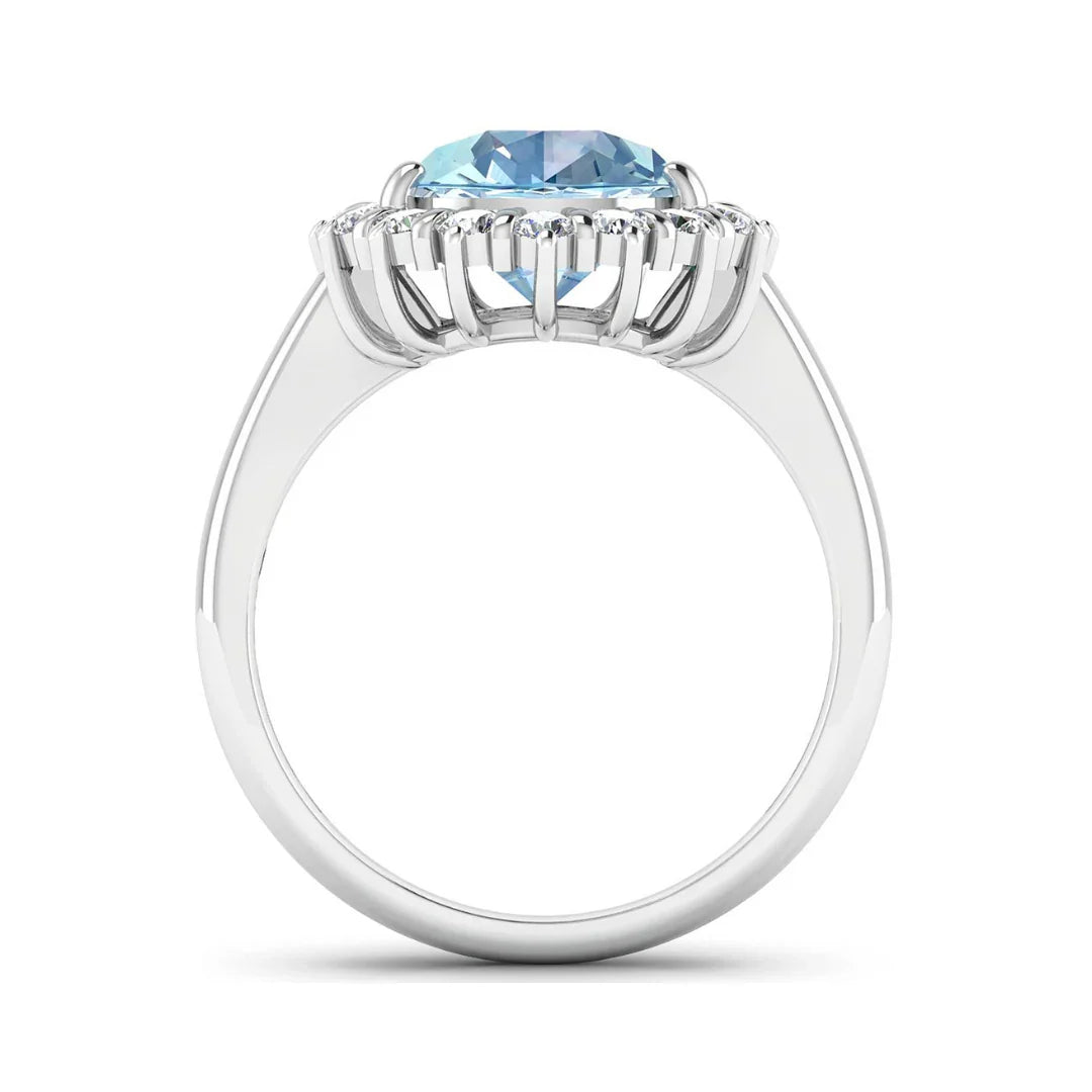 Genuine Diamond Aquamarine Teardrop Engagement Ring
