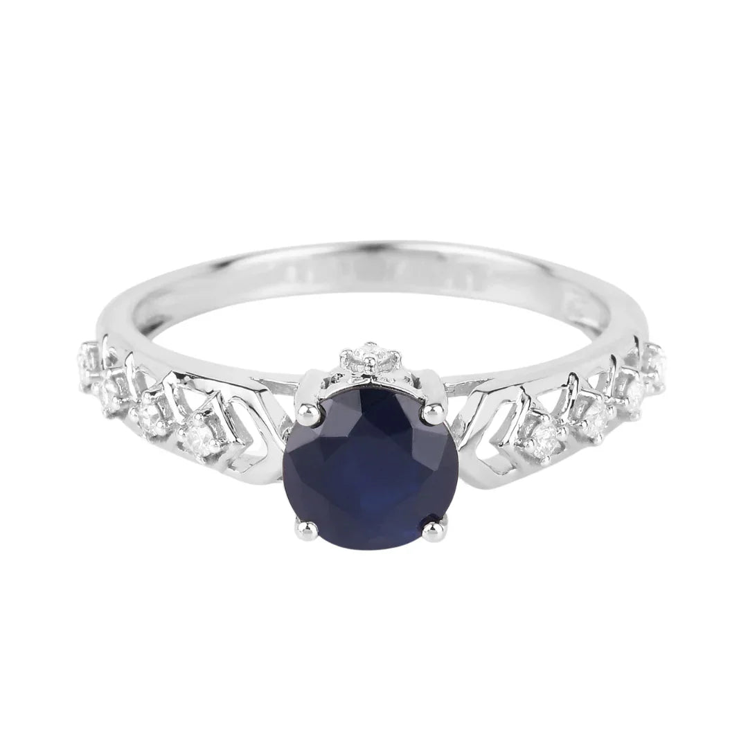 Genuine 10K Blue Sapphire and Diamond Ring