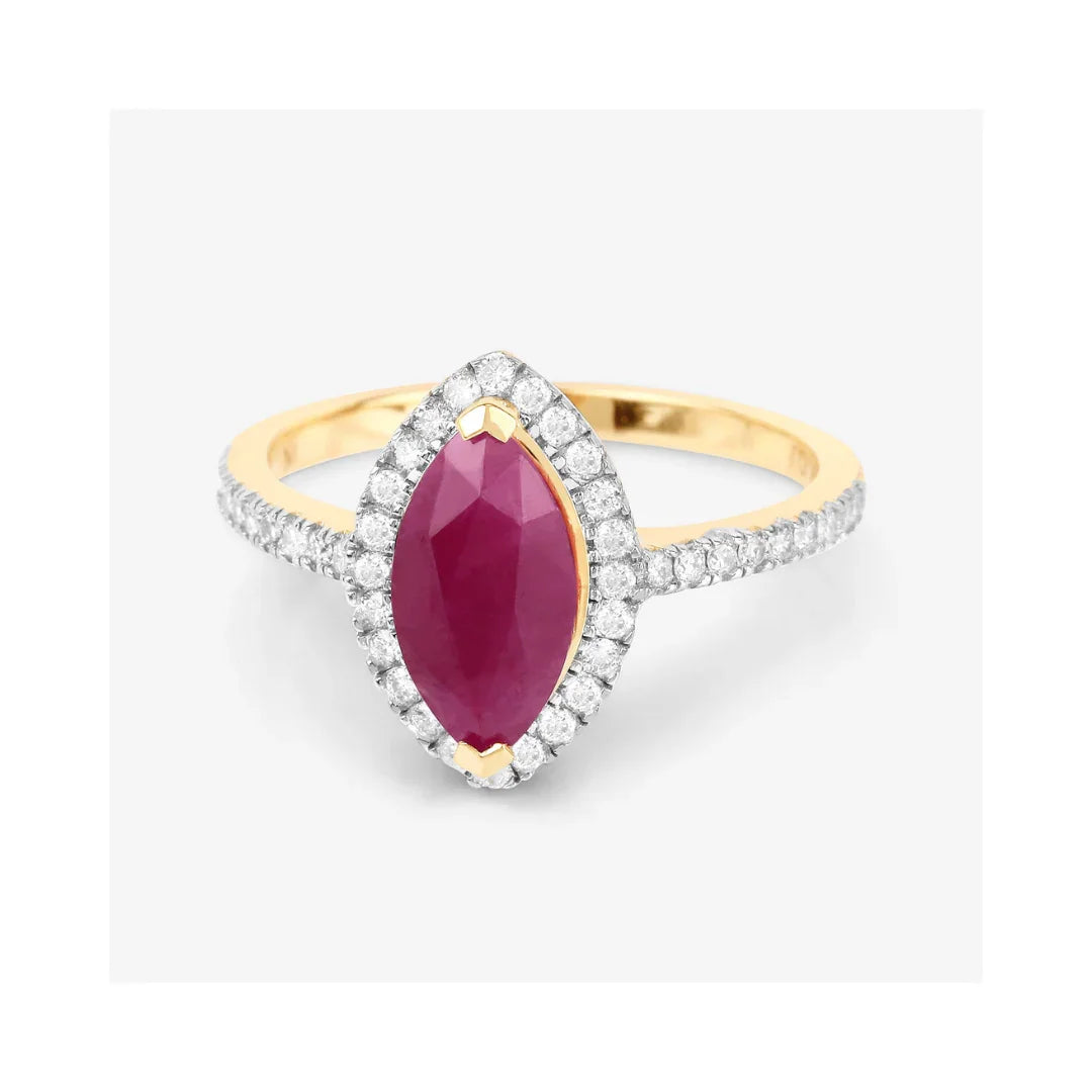 Genuine Ruby Diamond 10K Gold Ring