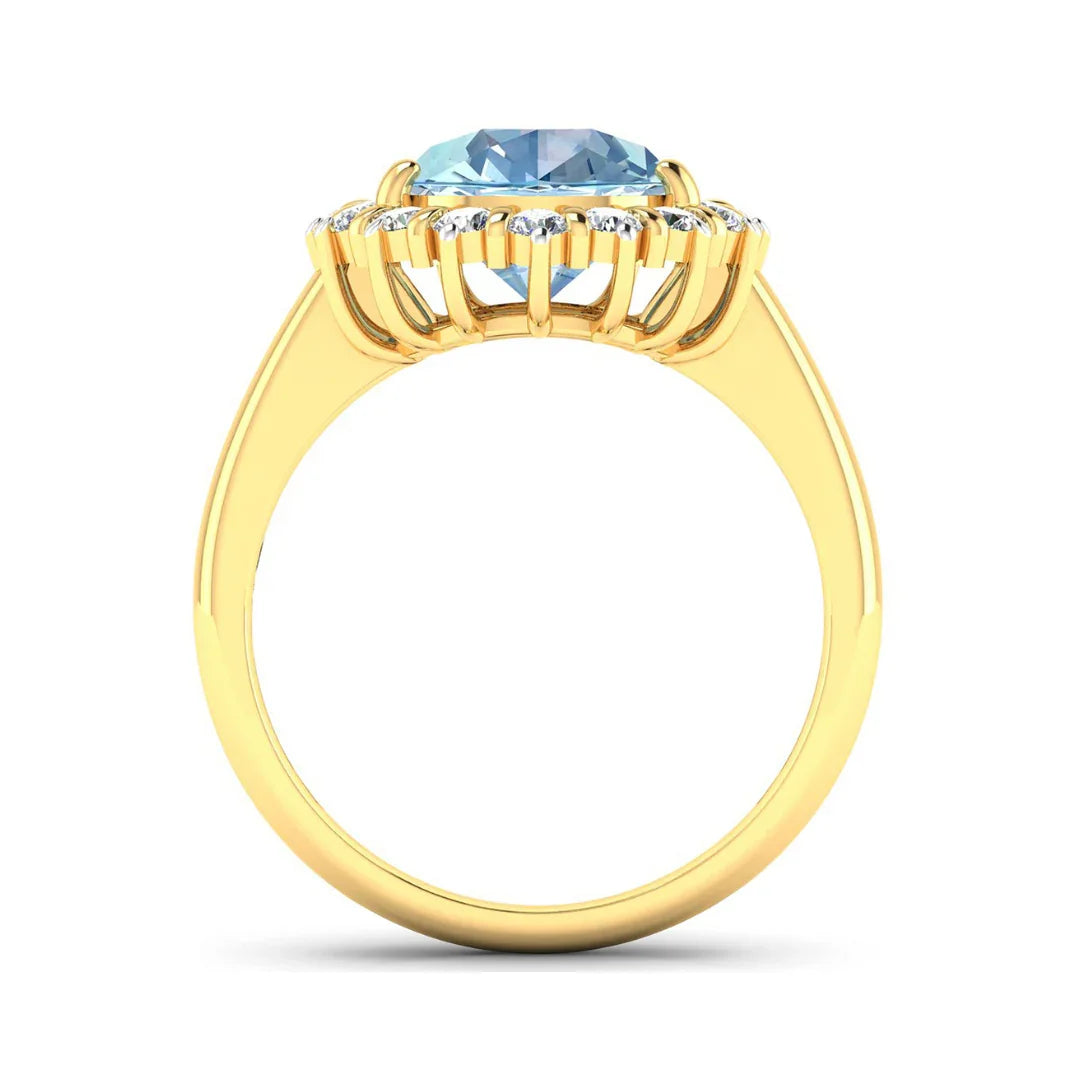 Genuine Diamond Aquamarine Teardrop Engagement Ring
