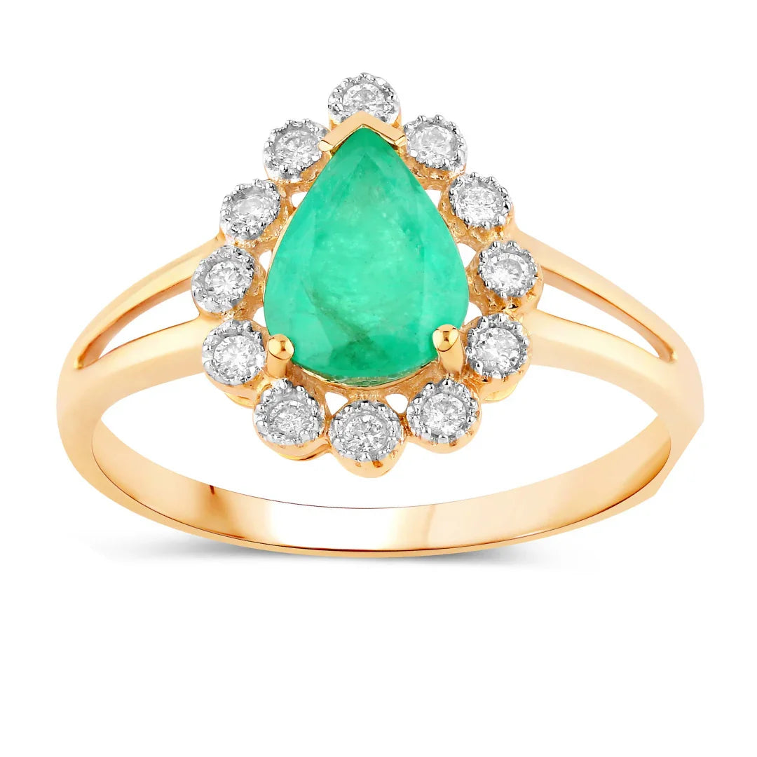 Genuine Zambian Emerald Diamond Halo Ring