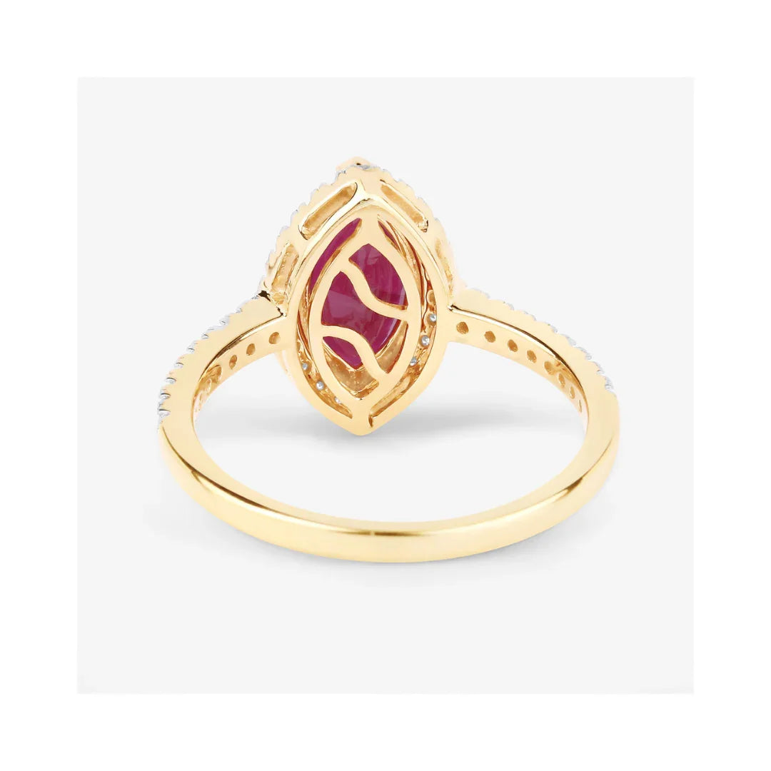 Genuine Ruby Diamond 10K Gold Ring