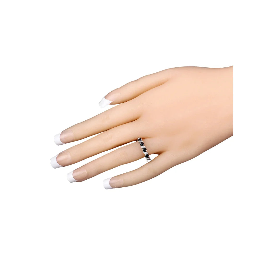 Genuine Blue Sapphire Silver Five Stone Ring