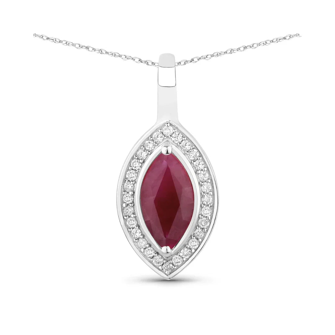 Genuine 10K Pink Ruby and White Diamond Pendant