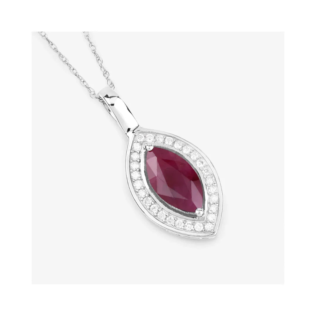 Genuine 10K Pink Ruby and White Diamond Pendant