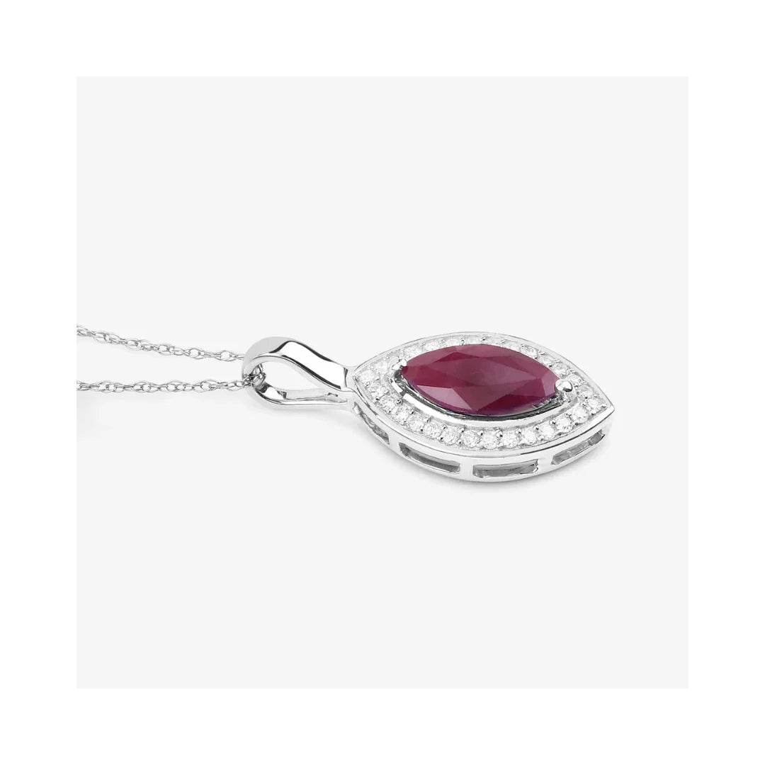Genuine 10K Pink Ruby and White Diamond Pendant