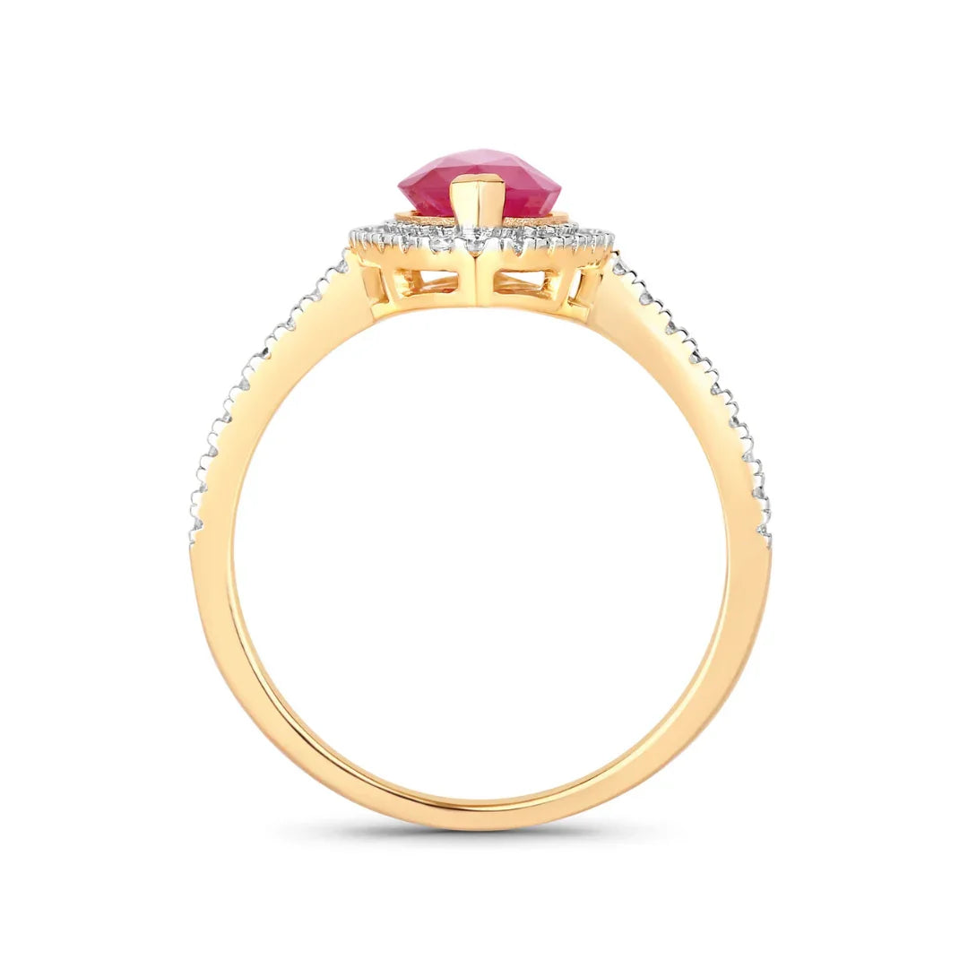 Genuine Ruby Diamond 10K Gold Ring